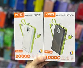 Bateria Carregador Portátil Power Bank Cabo Removível Embutido 20000mAh Kaidi KNC-8882