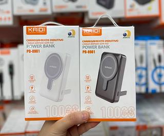 ￼Power Bank KAIDI PB-8901 10000mAh com Carregamento Magnético Sem Fio 15W | PD 20W Carga Rápida | Dupla Saída