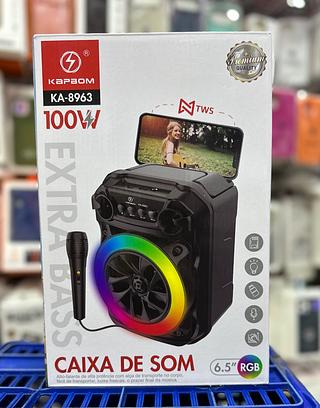 Caixa De Som Bluetooth Com Microfone Kapbom Ka-8963 100W