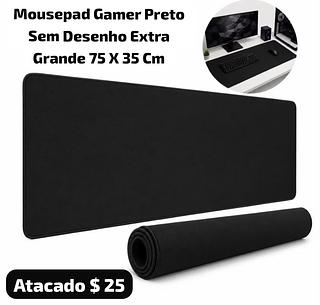 ￼Mousepad Gamer Preto Sem Desenho Extra Grande 75 X 35 Cm